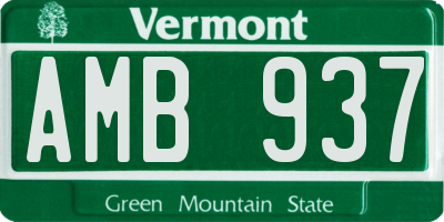 VT license plate AMB937