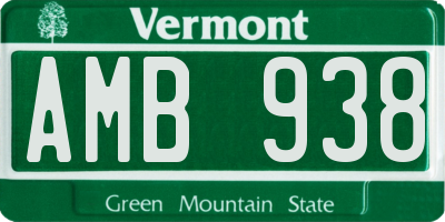 VT license plate AMB938