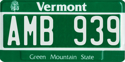 VT license plate AMB939