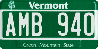 VT license plate AMB940
