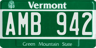 VT license plate AMB942