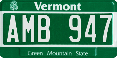 VT license plate AMB947