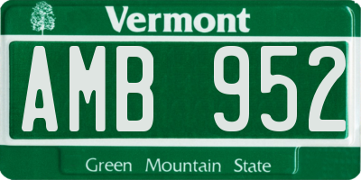VT license plate AMB952
