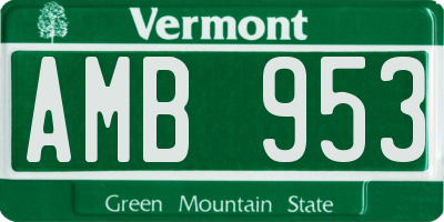 VT license plate AMB953