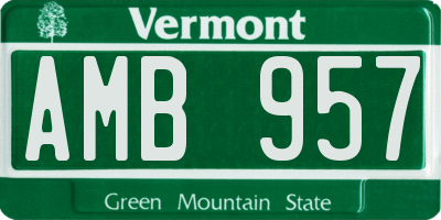 VT license plate AMB957