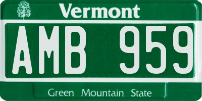 VT license plate AMB959
