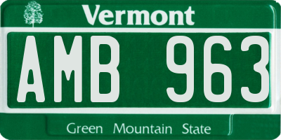VT license plate AMB963