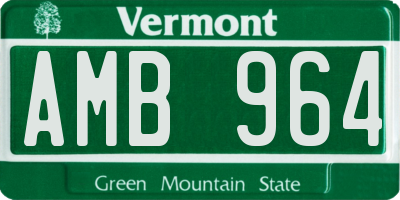 VT license plate AMB964