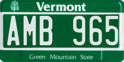 VT license plate AMB965