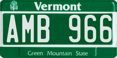 VT license plate AMB966