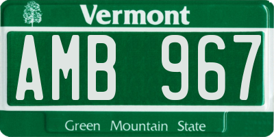 VT license plate AMB967