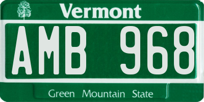 VT license plate AMB968