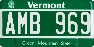VT license plate AMB969