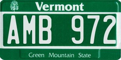 VT license plate AMB972