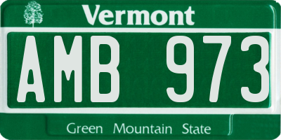 VT license plate AMB973