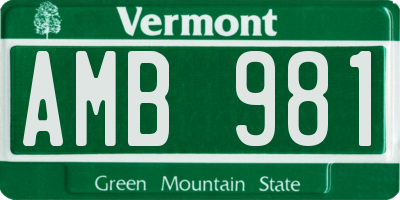 VT license plate AMB981