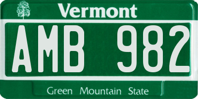 VT license plate AMB982
