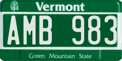 VT license plate AMB983