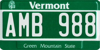 VT license plate AMB988