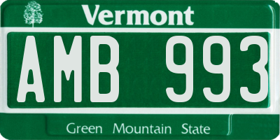 VT license plate AMB993