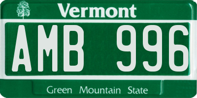 VT license plate AMB996