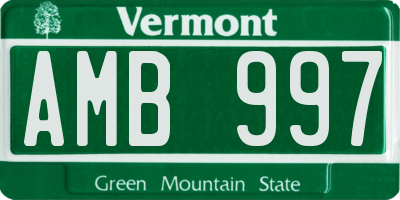 VT license plate AMB997