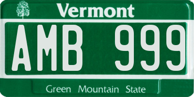 VT license plate AMB999