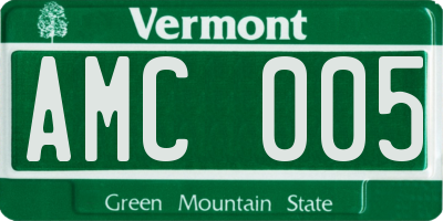 VT license plate AMC005
