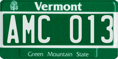 VT license plate AMC013