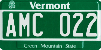 VT license plate AMC022