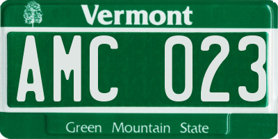 VT license plate AMC023