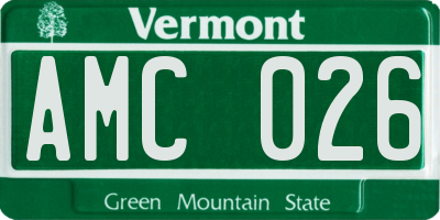 VT license plate AMC026