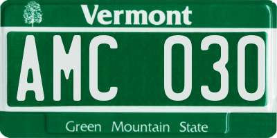 VT license plate AMC030