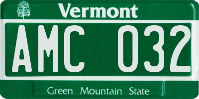 VT license plate AMC032