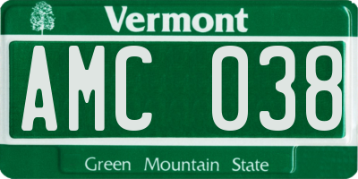 VT license plate AMC038