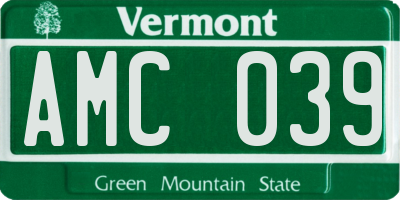 VT license plate AMC039