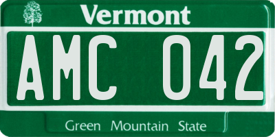 VT license plate AMC042