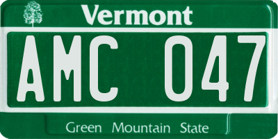 VT license plate AMC047