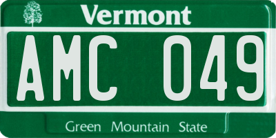 VT license plate AMC049