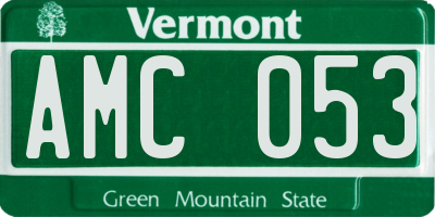 VT license plate AMC053