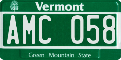 VT license plate AMC058
