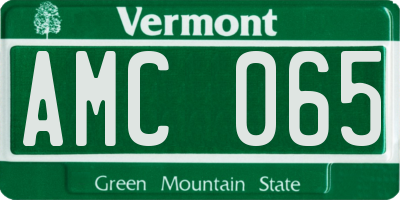 VT license plate AMC065