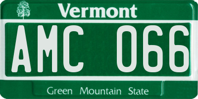 VT license plate AMC066
