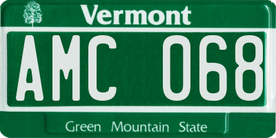 VT license plate AMC068