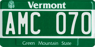 VT license plate AMC070