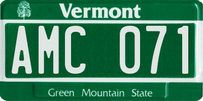VT license plate AMC071