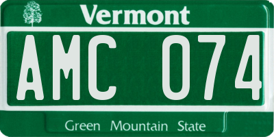 VT license plate AMC074