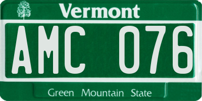 VT license plate AMC076