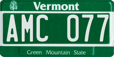 VT license plate AMC077
