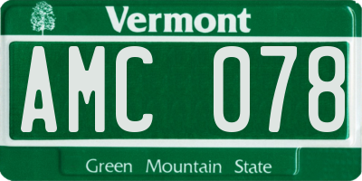 VT license plate AMC078
